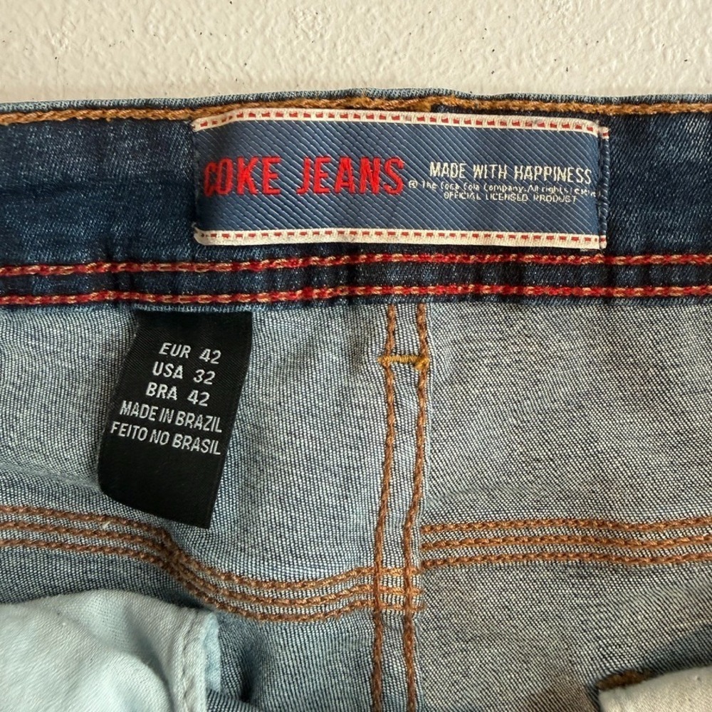 Coca-Cola Jeans Mens Jeans 32 Blue Skinny Stretch‎ Distressed Whiskered Denim - Picture 7 of 16